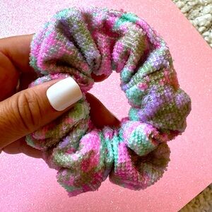 Towel Scrunchie Pink Green Brown White